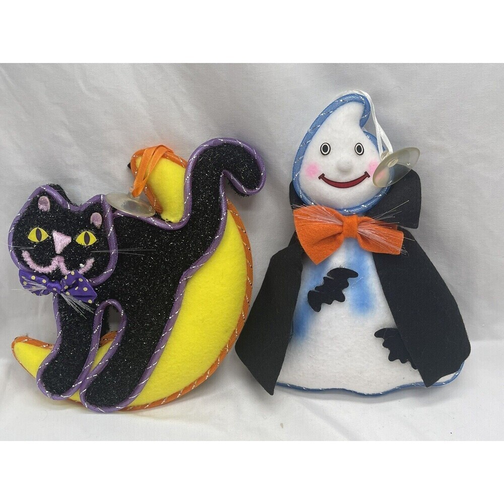 Avon Halloween Glowing Fiber Optic Color Changing Ghost & Cat 2004